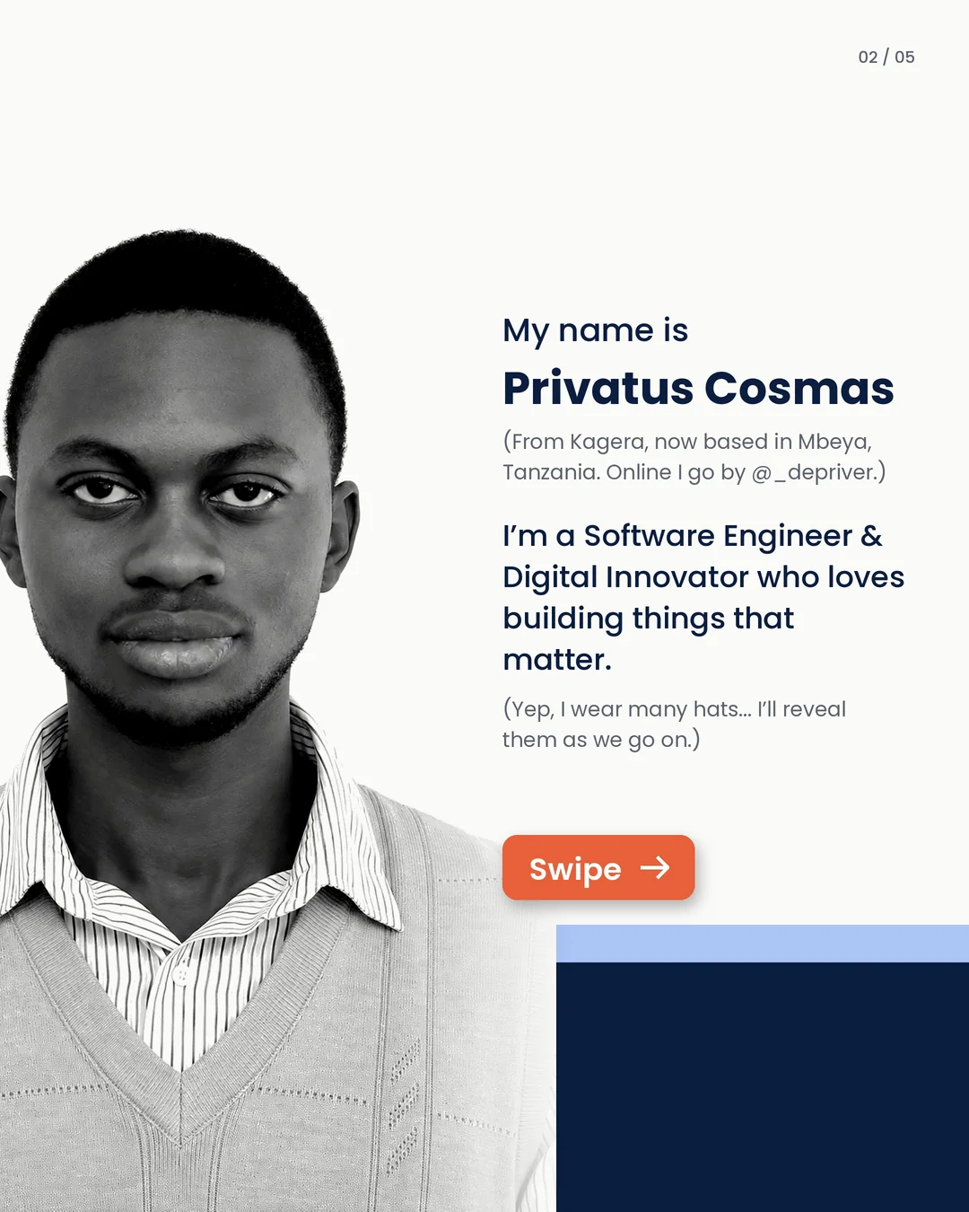 I'm Privatus Cosmas, from Kagera and now based in Mbeya: a Software Engineer & Digital Innovator.