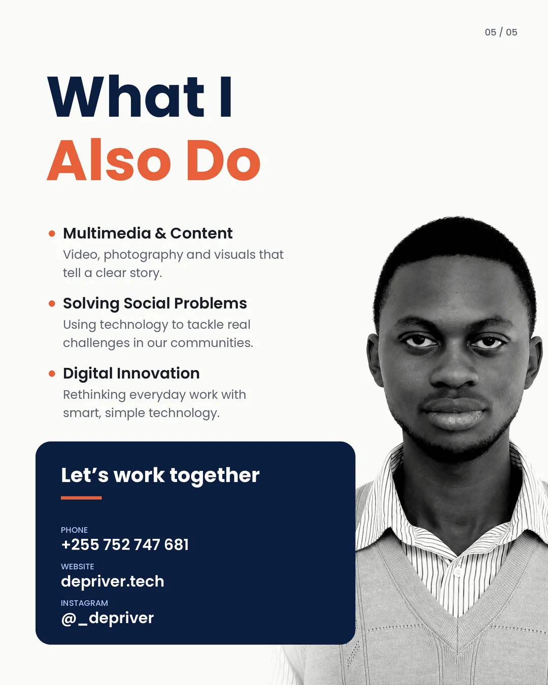 What I also do: multimedia and content, solving social problems with tech, and digital innovation. Let's work together.