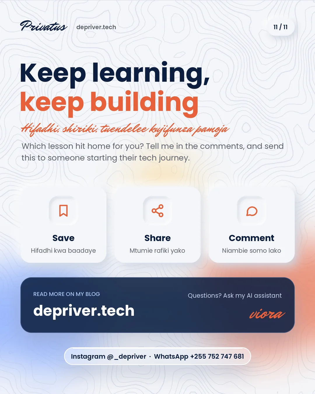 Keep learning, keep building. Hifadhi, shiriki, tuendelee kujifunza pamoja.